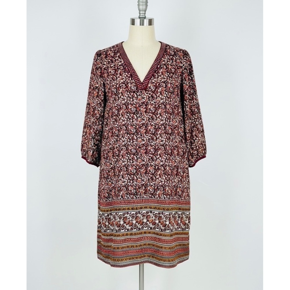 Cato‎ Woman Boho Paisley Shift Dress Burgundy Red Plus Size 14/16W